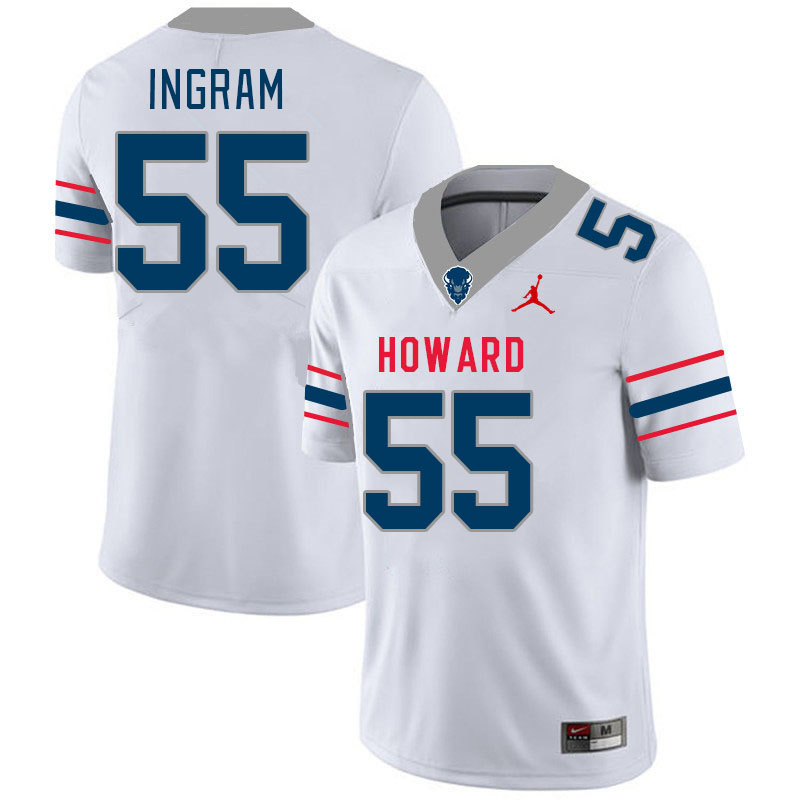 Men-Youth #55 DeShawn Ingram howard Bison 2023 College Football Jerseys Stitched-White